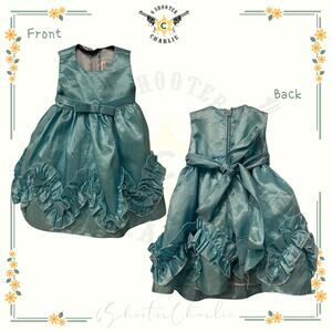 VTG Baby Dress 6-9 Months Crayon Kids Dress Tiffany Blue Ruffles Bow Sleeveless